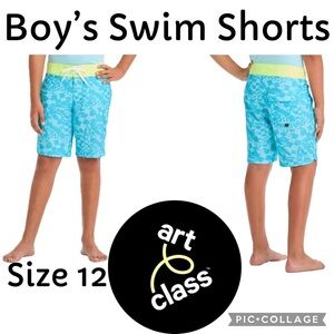 Boys Art Class Board Shorts Blue Checkered Swim Shorts Size 12 NEW with Tags